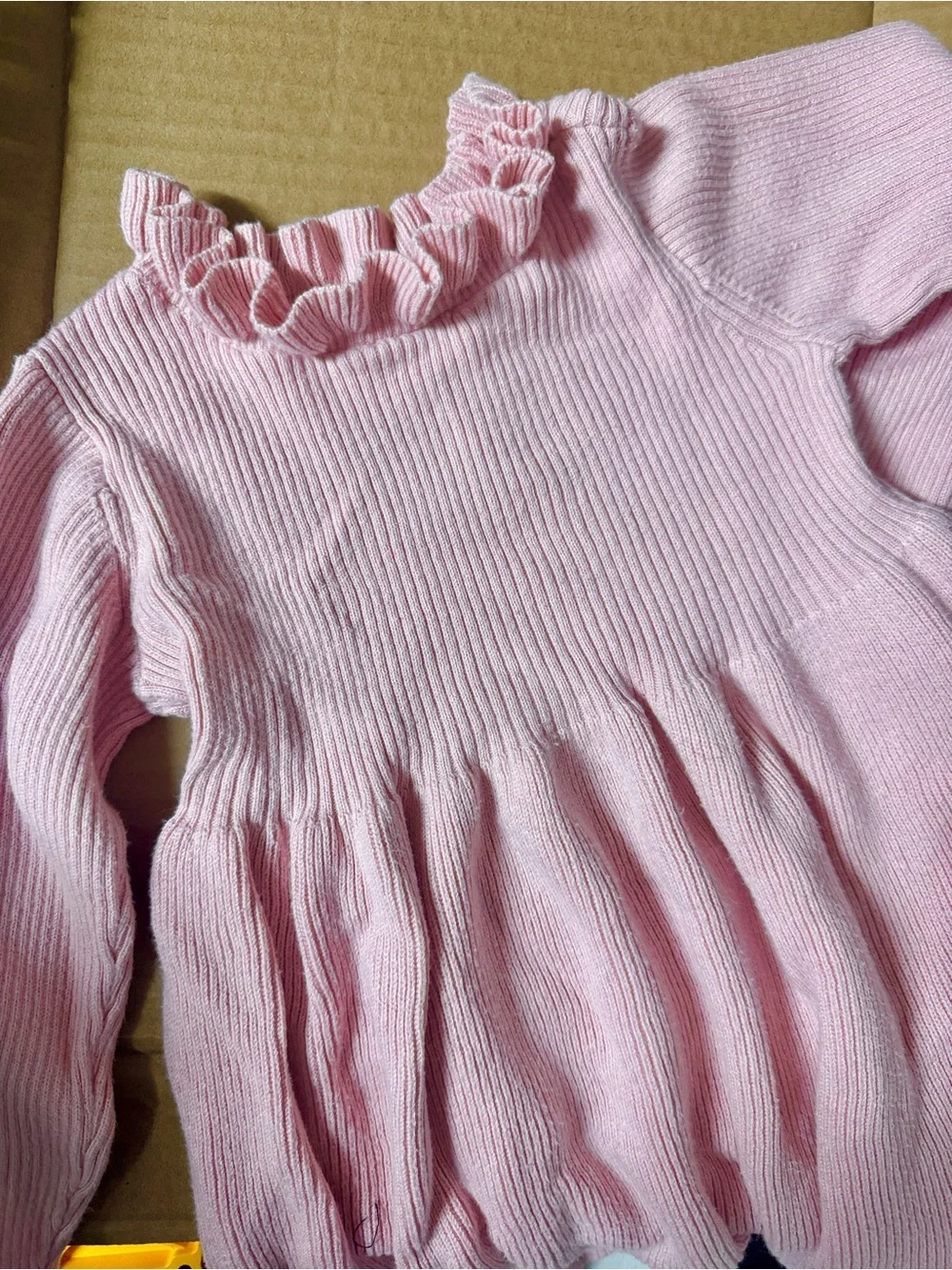 GAP Baby toddler CashSoft Ribbed Ruffle Sweater Dress girls soft cozy pink 3T